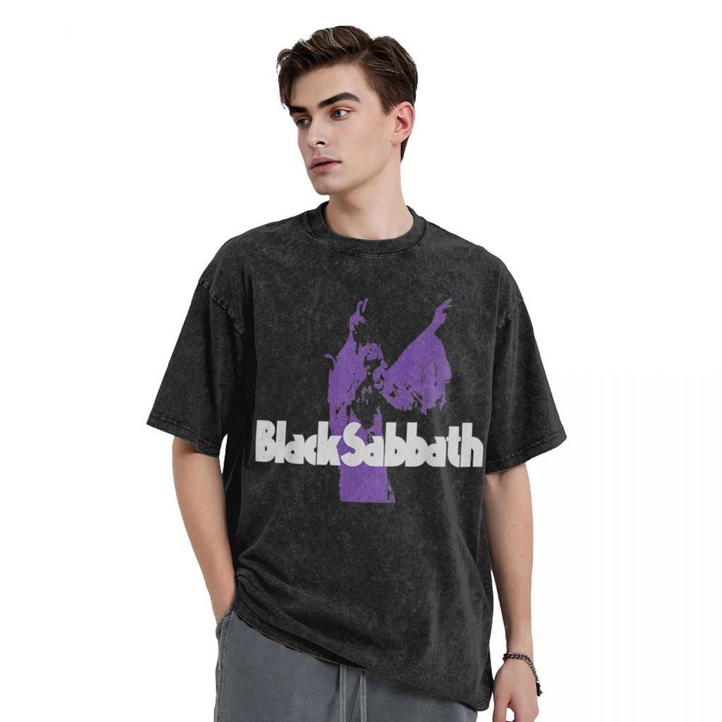 Футболка Black Sabbathes Music Purple, футболки большого размера из стираного хлопка, винтажные футболки для мужчин и женщин в уличном стиле, летние футболки