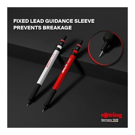Механический карандаш Rotring 500 0,5 мм Ярко-красный 2218726 Металлическая рукоятка Легкий корпус из смолы Низкий центр тяжести Стабильное письмо Комфортный для длительного использования