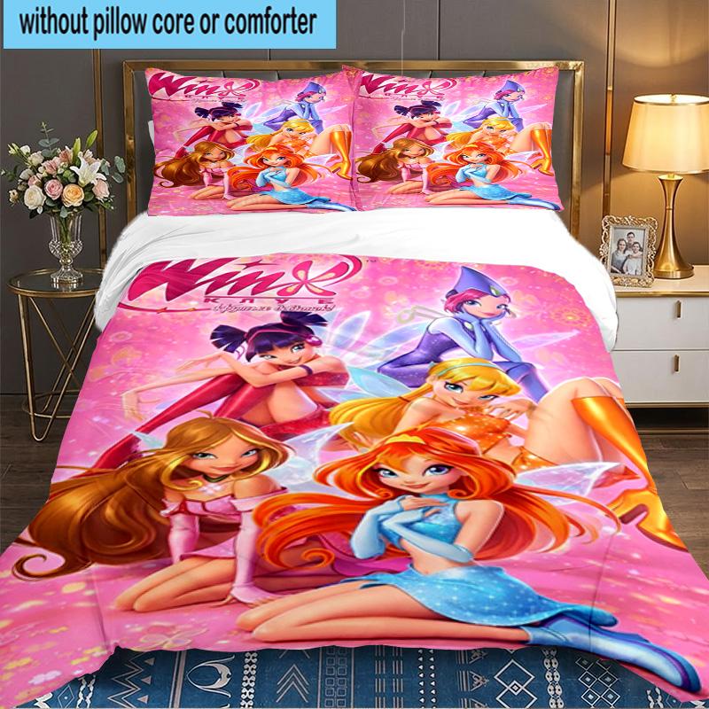 Wink Club Magical Friendship 3PCS Bedding set,Ideal for 1pc Duvet Cover And 2pcs Pillowcases Perfect for Fan gift,Ideal for Bedroom, Dormitory
