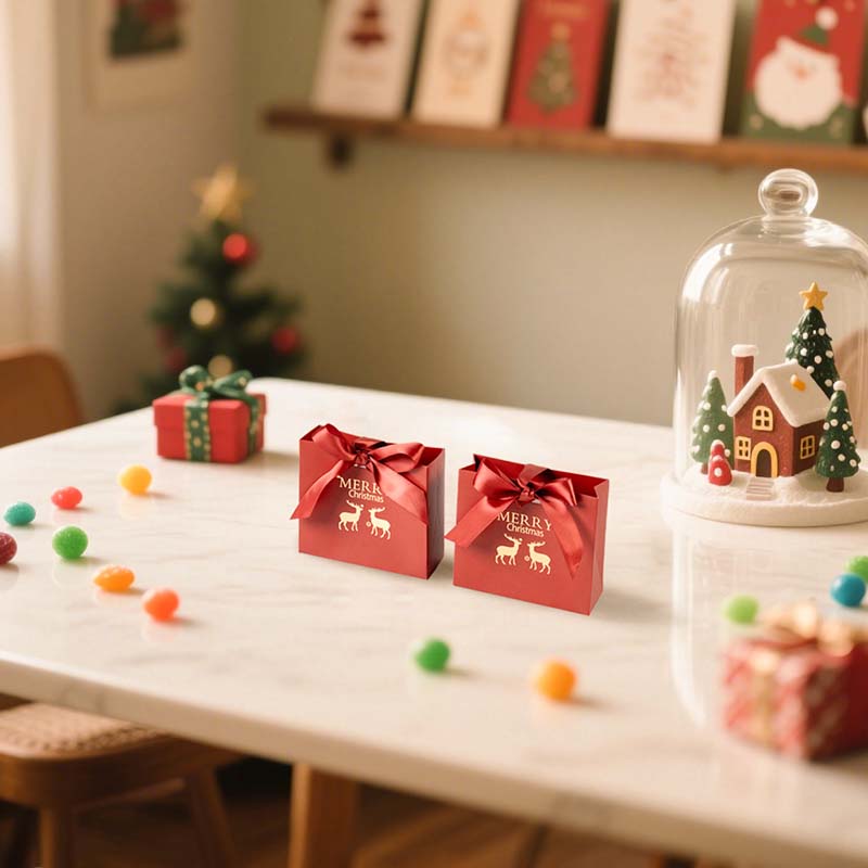 WTEMPO Рождественский бант из ленты, подарочные коробки, рождественский декор для вечеринки, упаковочные коробки, крафт-пакеты для DIY, идеально подходят для Хэллоуина, Нового года