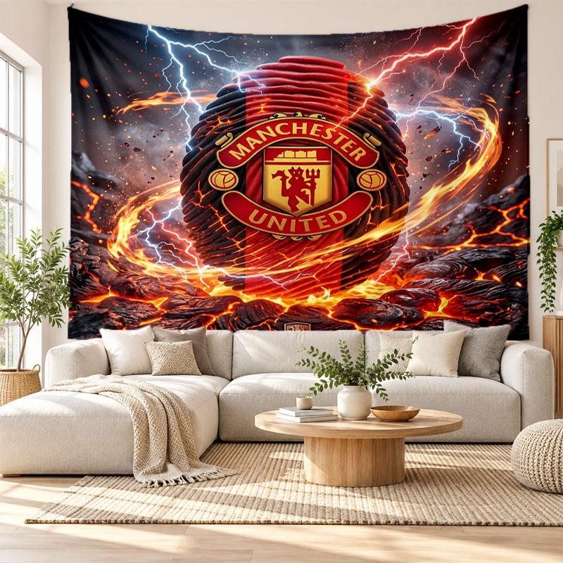 Manchester United Wall Tapestry, Soft Fabric Wall Hanging, Decorative Backdrop For Bedroom Home Wall Art