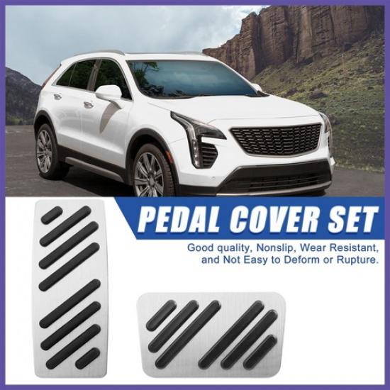 Automatic Brake Gas Pedal Cover Kit fit for Cadillac XT4 XT5 14-21 Silver Tone