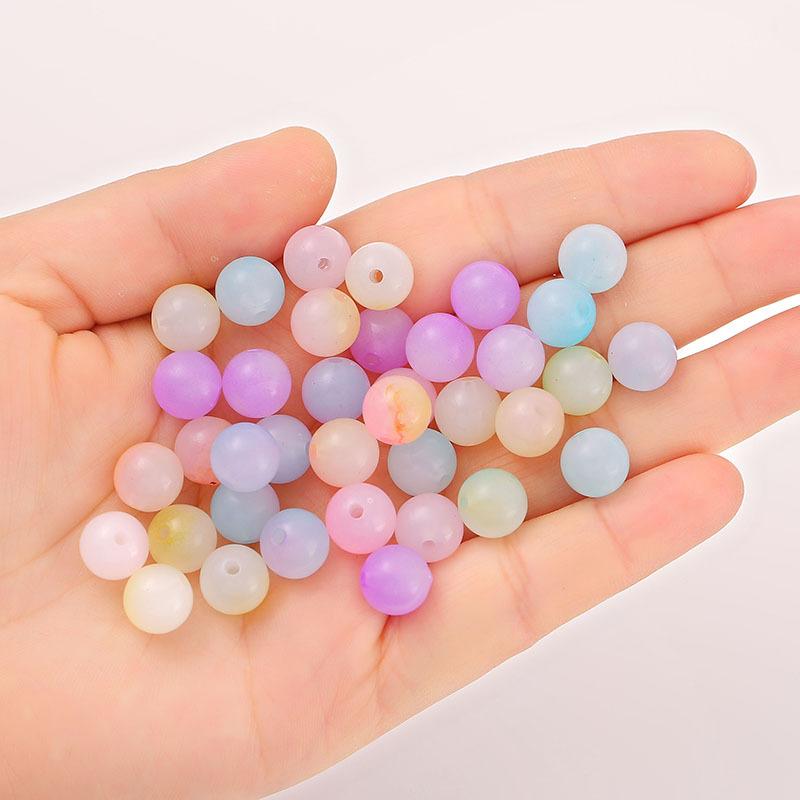 100 шт. желейных цветных круглых бусин ручной работы для изготовления браслетов и ювелирных изделий
