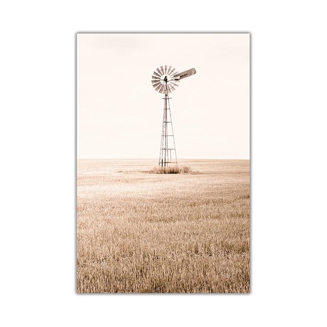 Wheat Cow Horse Grassland Scenery Wall Art Posters and Prints Landscape Print Nordic Painting Decorative Picture Home Decoration