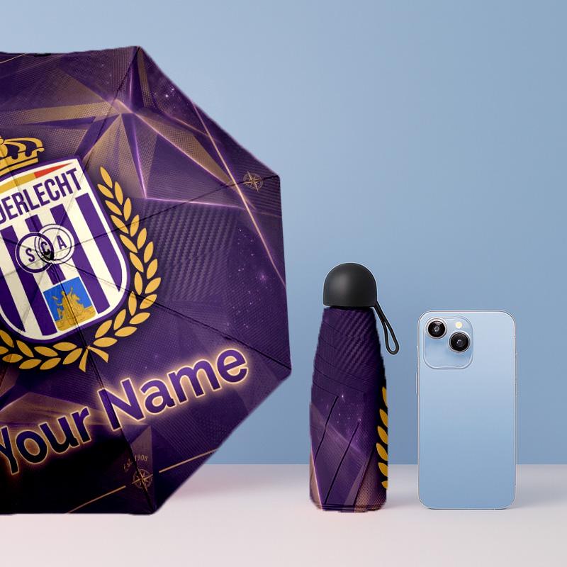 Anderlecht FC Manual Five Fold 8 Rib Umbrella Support Custom Text, Lightweight Travel Umbrella
