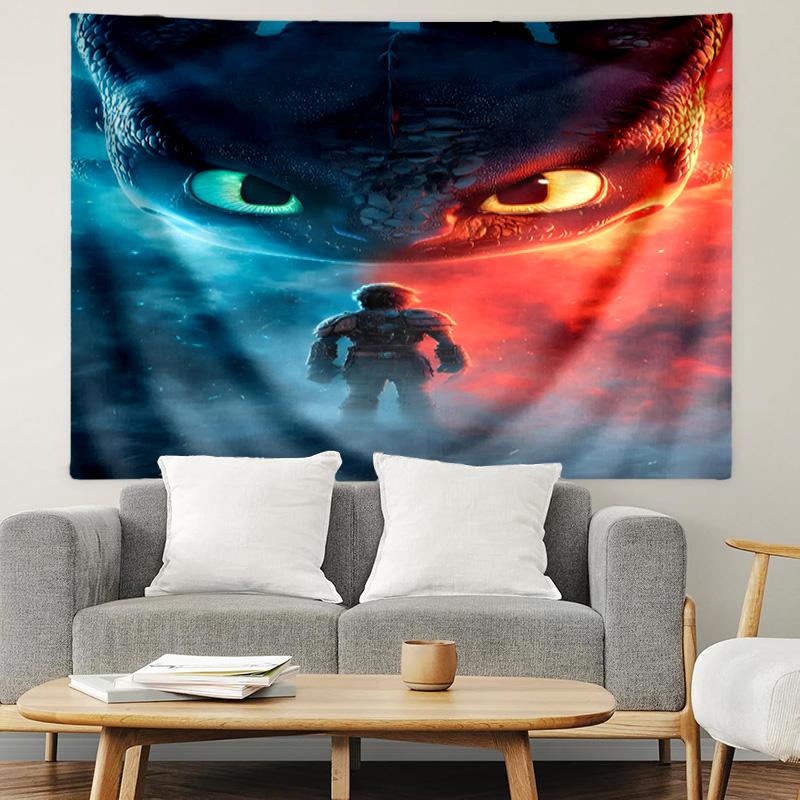 How to Train Your Dragon Print Tapestry, Lightweight Wall Hanging, for Bedroom, Dorm, Living Room, Home Art Decor, Birthday Christmas Gift for Friends
