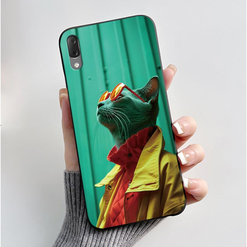 Casing For Sony Xperia L3 L4 Case Aesthetic Fashion Cute Cat Astronaut Black Soft Silicone Matte Shockproof Back Cover Bumper