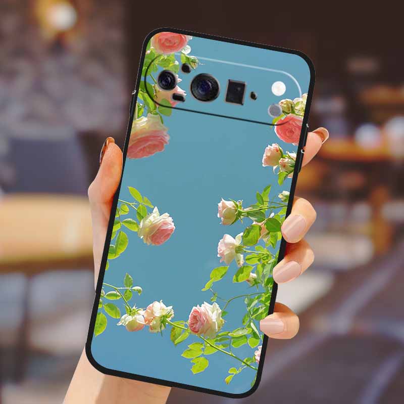 Для Google Pixel 10 Pro XL Чехол Силиконовый ТПУ Чехол для Телефона для Pixel10 Pro XL Цветы Подарок Пара Черный Задняя Сторона Мягкий Защитный Чехлы