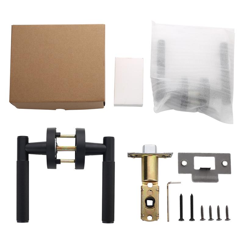 Viladepot Privacy Door Handle Knurled Handle Lever Bedroom Bathroom Passage Door Lock Reversible Keyless