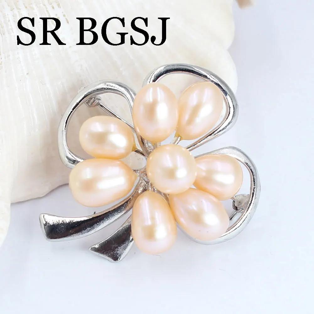 Роскошные украшения 100% Натуральный пресноводный жемчуг Свадебное микроинкрустированное цирконом Пальто Женские аксессуары на все случаи жизни Брошь-булавка