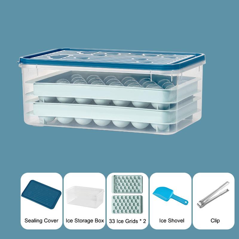 1 комплект формочек для льда, поддон для льда с совком и щипцами, легко извлекаемая форма для кубиков льда с ящиком для хранения для холодильника