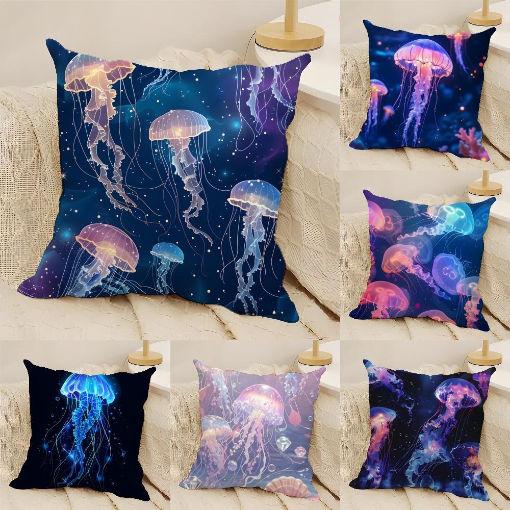 Beautiful Marine Life Jellyfish Pillow Case Linen Cushion Covers For Decorative Sofa Home Pillows Case Car Chair Pillows Cases