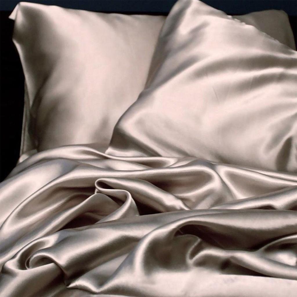 Set Of 2 Solid Silk Pillowcases Cushion Cover Pillowcases Standard Size