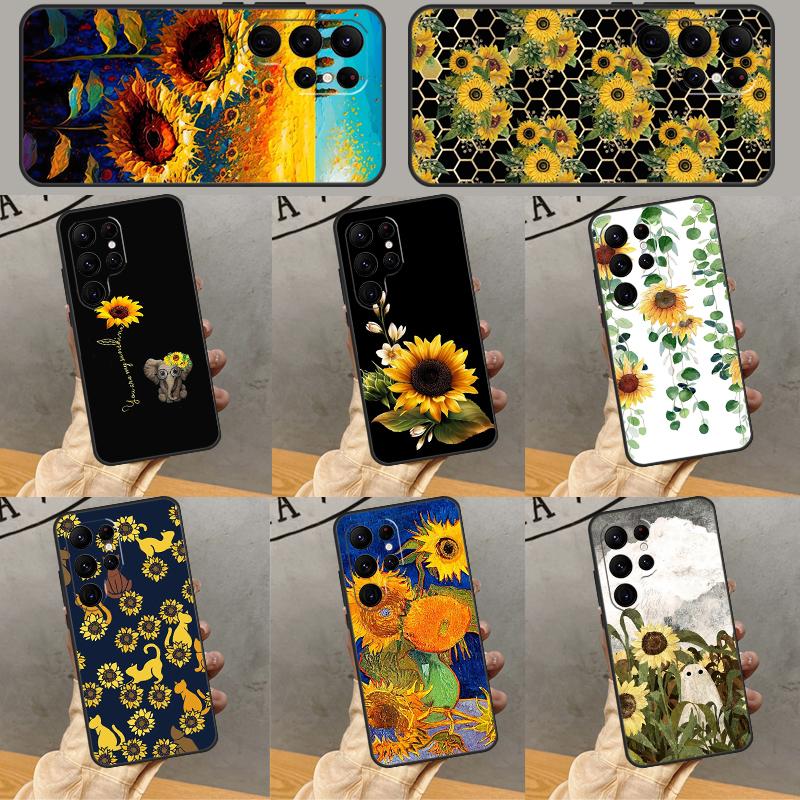 Красивый желтый чехол-подсолнух для Samsung Galaxy S25 Ultra S24 S22 S21 Ultra S9 S10 S20 Plus S23 FE Funda Cover