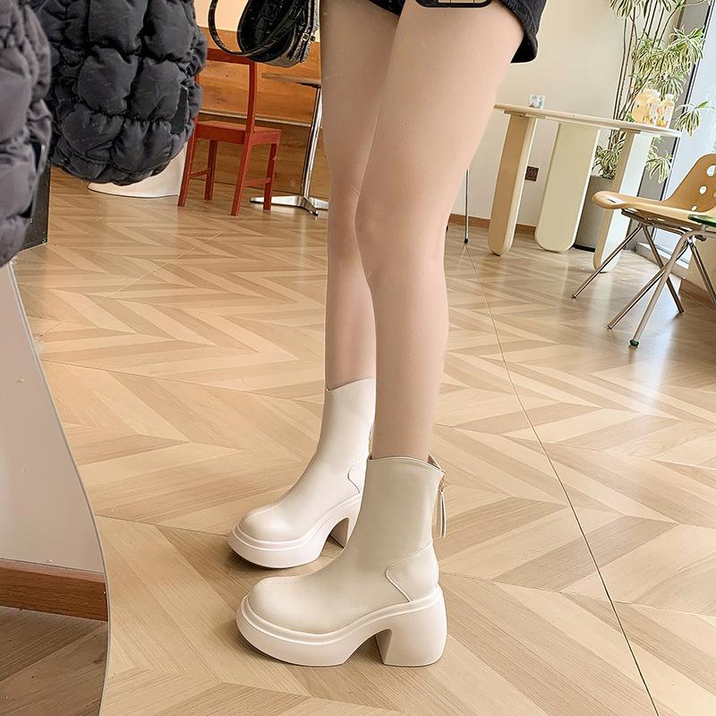 Ботинки Spot Martin короткие женские сапоги 2025 осень и зима новые рыцарские сапоги толстый каблук толстая подошва тонкие сапоги британский стиль сапоги женские