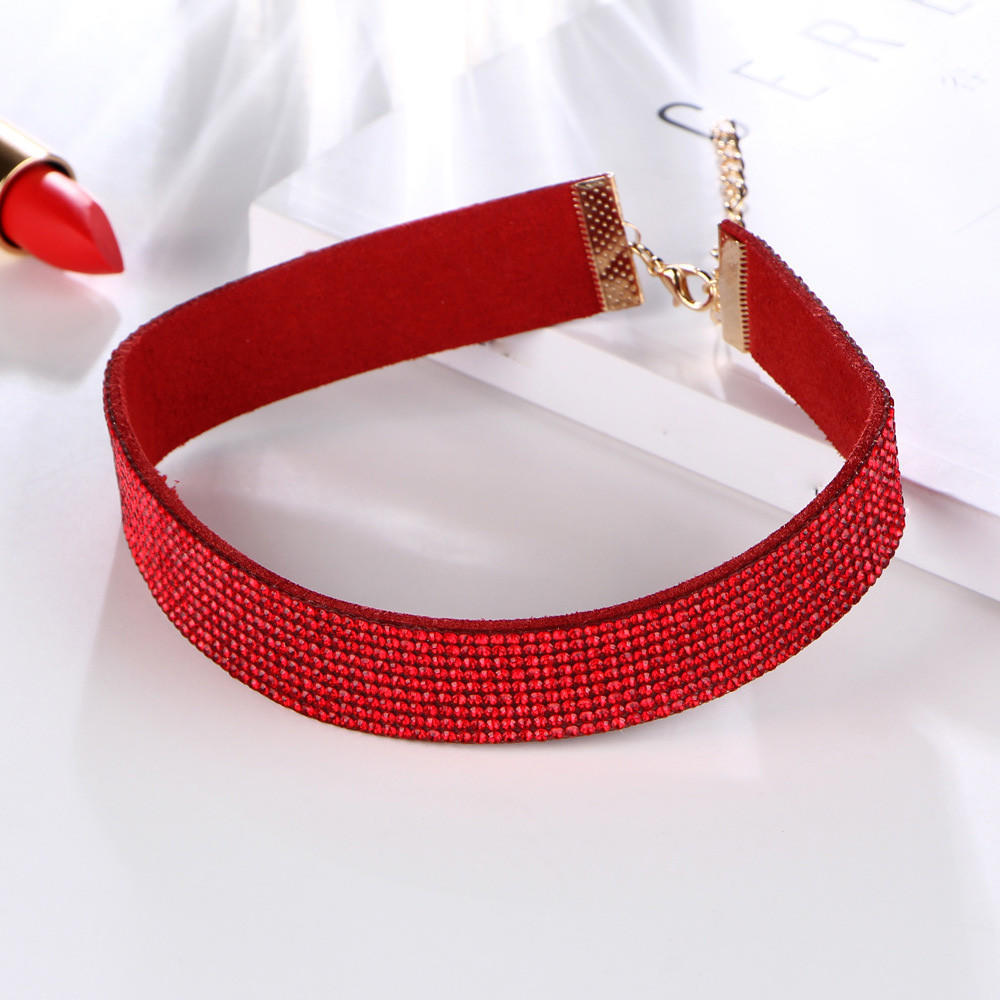 Женщины Алмазное колье Кристалл Rhinestone Очарование Дамы Ювелирные изделия Бархатное ожерелье