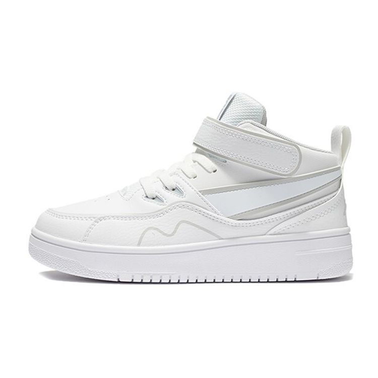 LiNing Youth Rebound Shock Absorption Wear-Resistant Mid-Top Sneakers Kids Sneakers White YKCS020-1
