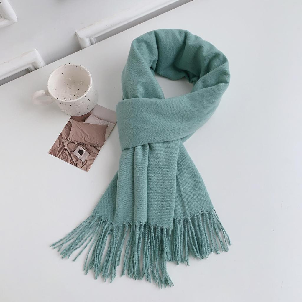 Роскошный шарф из имитации кашемира с кисточками, однотонный красный для женщин - корейский стиль, зимний универсальный, элегантный