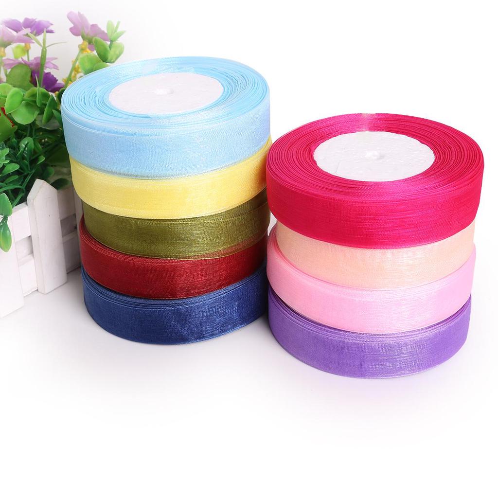 Satin Edge Sheer Organza Ribbon Bow Craft 20mm Chiffon Roll Sewing Fabric Accessorie Gift Wrap