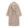 Зима Новое Двубортное Свободное Пальто с Лацканами и Длинным Рукавом из Флисовой Смесовой Ткани Нейтральное Ветрозащитное Пальто Верхняя Одежда 3046301