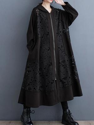 Женский повседневный плащ-тренч с капюшоном и вырезами, на молнии Xitao New DMJ3212