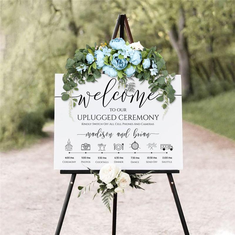 Artificial Flowers Peony Wreath Handmade Garland for Mirror Home Wedding Party Door Lintel Decoration KTY