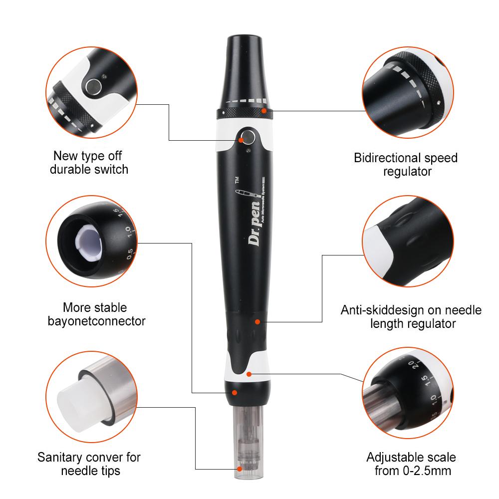 Доктор. Ручка A7 Профессиональная ручка с микроиглами с 12 шт. картриджами Derma Rolling Микроигольная терапевтическая система Уход за кожей Инструмент для красоты