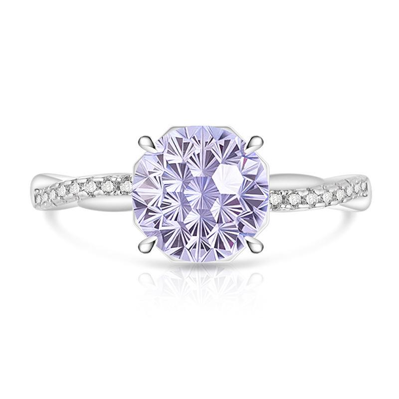 925 Silver Romantic Millennium Cut Dahlia Cut High Carbon Diamond Twist Ring