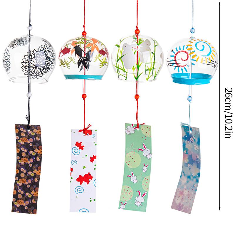 Japanese Sakura Glass Wind Chime Wind Bell Kawaii Room Decor Aesthetics Wind Campaigns Wall Decor Music Bell Sound Wind Spinner