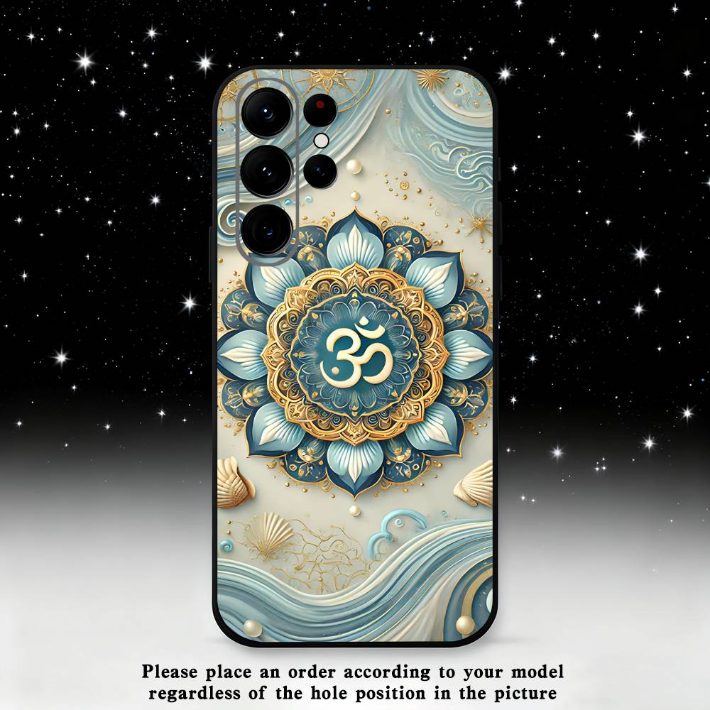 Yoga Aum Om Mandala Elegant Phone Case For Samsung S25,S24 Ultra,S20,S30 plus,S22 plus,S23,S30 Ultra 5G Silicone Black Shell