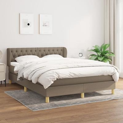 Vidaxl Континентальная кровать с матрасом, цвет тауп, ткань, 140x200 см
