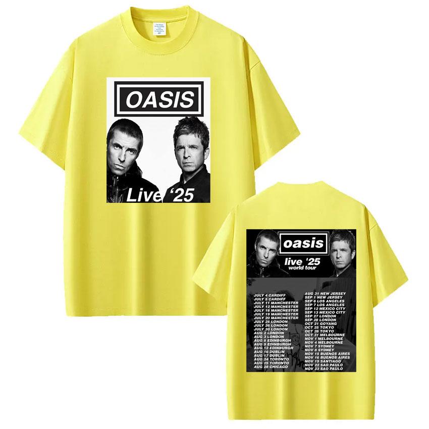 Британская рок-группа OASIS Live 25 Мировой тур 2025 Футболка Мужская Женская Оверсайз Футболки Хип-Хоп Летние Хлопок Готика Панк Футболки
