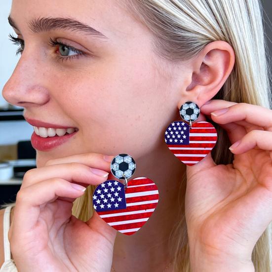 Акриловые висячие серьги-подвески с флагом США Серьги на тему Дня независимости Удобны в носке Различные стили для спорта Праздничные наряды