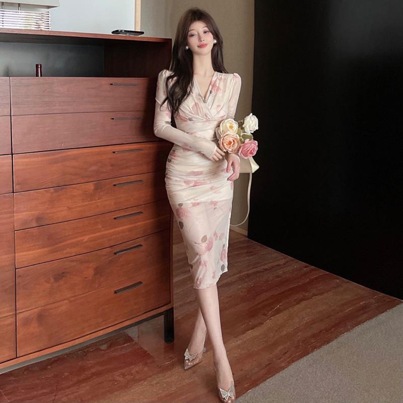 Женская одежда нежное ветровое цветочное сетчатое платье с разрезом на талии прилив