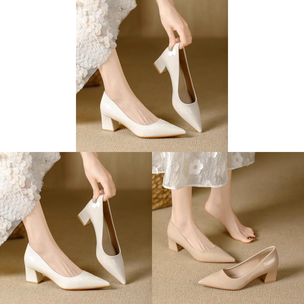 Elegant Pu Pointed Toe Loafers For Women With Chunky Heel For Daily Wear