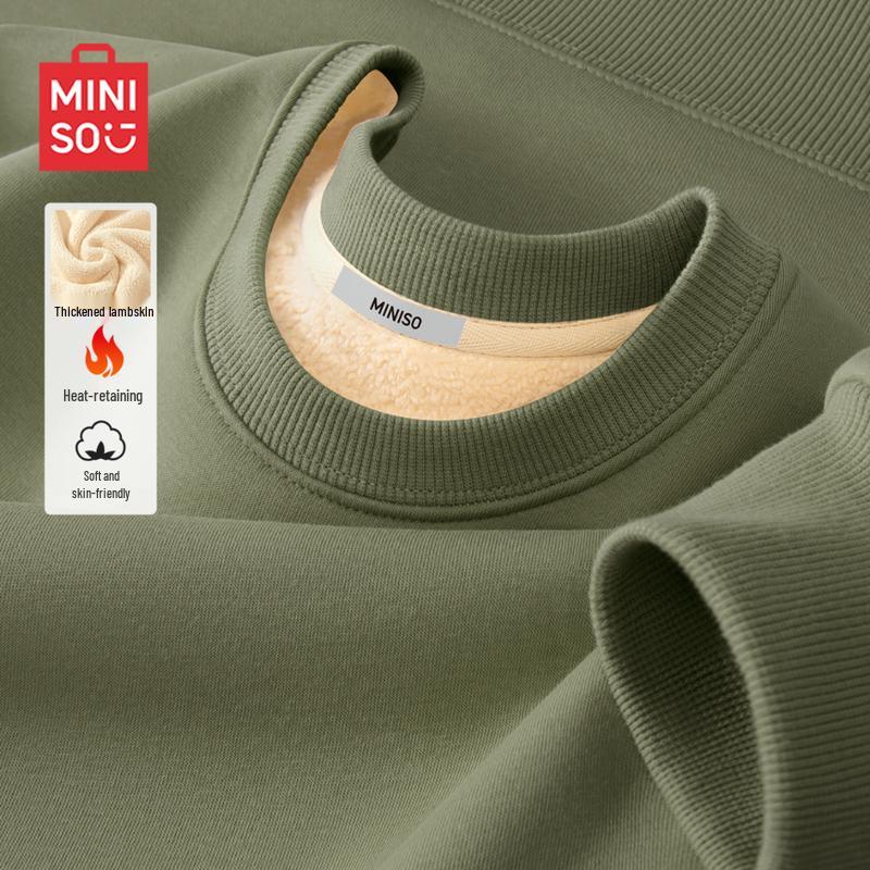 MINISO Мужской свитшот с круглым вырезом на подкладке из овечьей шерсти