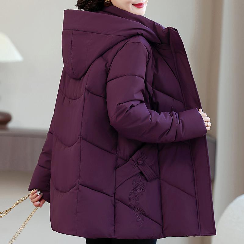 Plus Size Women's Parkas Winter Warm Jackets Hooded Elegant Loose Thick Outerwear Middle Age Women's Coats