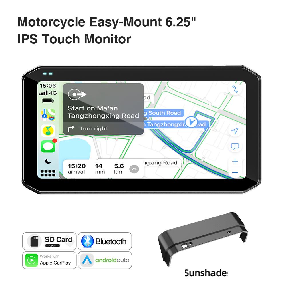 Motorcycle GPS 6.25 inch WiFi Moto Navigation Waterproof Carplay Display Screen Portable Motorcycle Android Auto