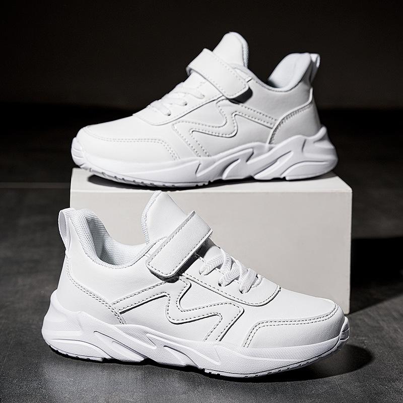 Детская кожаная черная повседневная обувь, водонепроницаемая обувь для мальчиков