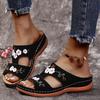 Summer Women Wedge Sandals Premium Orthopedic Open Toe Slipper Vintage Anti-slip Leather Casual Female Platform Embroidered Shoes