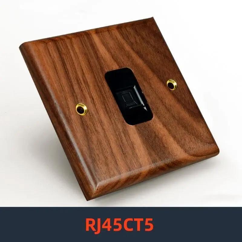 Retro Uk 13A Wall 2gang2way Light Switch,antique Villa High Power USB C Fast Charging Solid Wood Socket,home Speed Dimming Panel