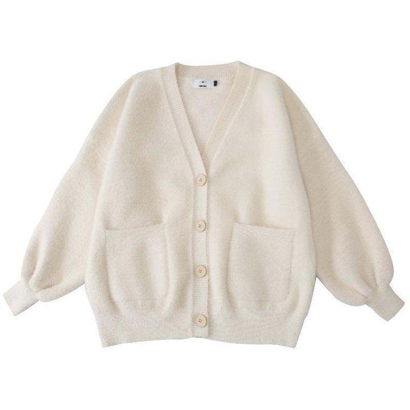 Women's Small Japanese JK Furry Knitted Sweater Cardigan - Soft, Warm, Long-Sleeved for Autumn/Winter