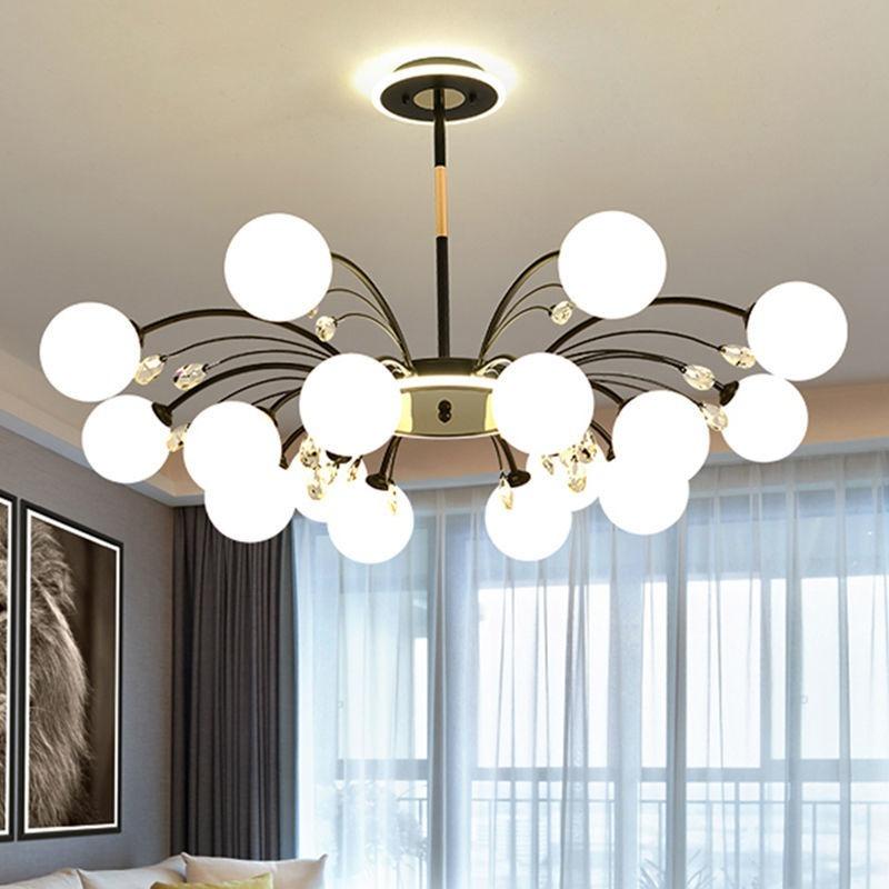 Nordic LED Chandeliers Indoor Glass Living Room Dining Bedroom Lighting Modern Hanging Ceiling Copper Lamp