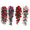 105cm Artificial Flowers Roses Rattan Fake Plants Vine Decoration Wall Hanging Home Decor Arch Accessories Wedding Room Wreath