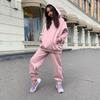 Women's Sets Autumn and Winter Fashion Solid Color Loose Hooded Sweatshirt Casual Trousers Two-piece Set
