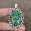 Copper Green Turquoise Gemstone 925 Sterling Silver Jewelry Pendant 2.44" KKG-733
