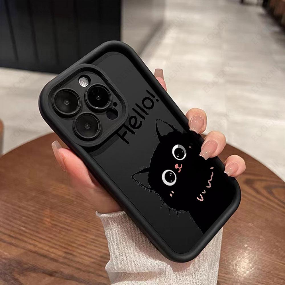 Милый мультяшный кот Мягкий чехол для телефона для iPhone 15 14 13 12 11Pro Max Чехлы iPhone XS Max Mini XR X 7 8 Plus SE Ударопрочный чехол