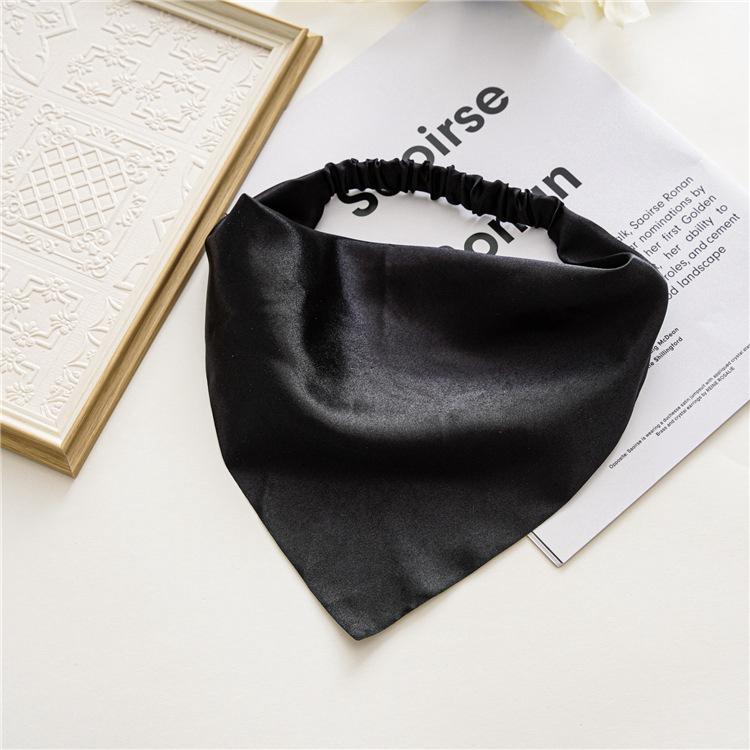 Summer Women Solid Color Head Scarf Vintage Triangle Bandanas Chiffon Elastic Hairbands Children Girl Headbands Hair Accessories