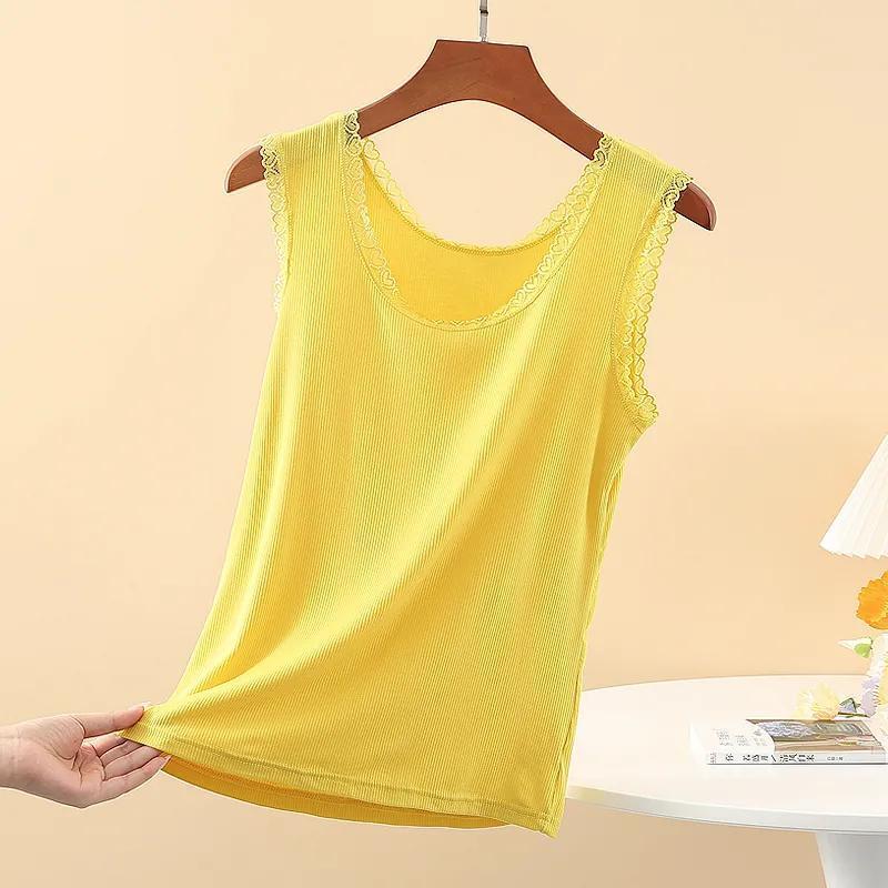 Женская майка Mo Dai Ice Thread с кружевом, свободная, большого размера, облегающая, модная, без рукавов, рубашка