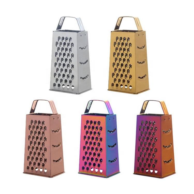 GS403 Kitchen Multi Function Stainless Steel 4 Sided Fruit Vegetable Manual Grater With Gold Red Grey Rose Rainbow
